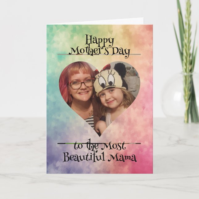 Personalized Heart Photo and Message for Mom Card (Front)