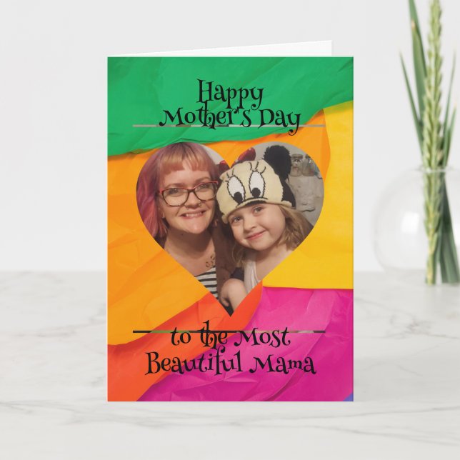 Personalized Heart Photo and Message for Mom Card (Front)