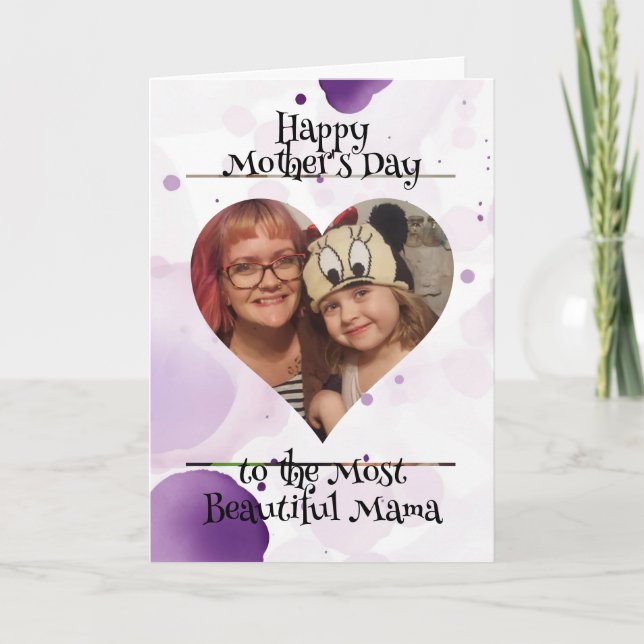 Personalized Heart Photo and Message for Mom Card (Front)
