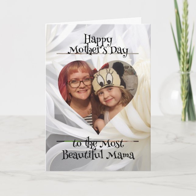 Personalized Heart Photo and Message for Mom Card (Front)