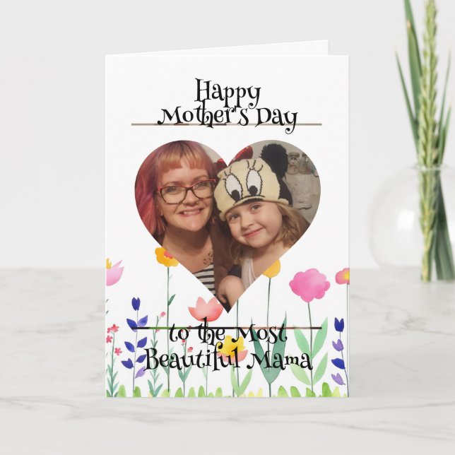 Personalized Heart Photo and Message for Mom Card (Front)