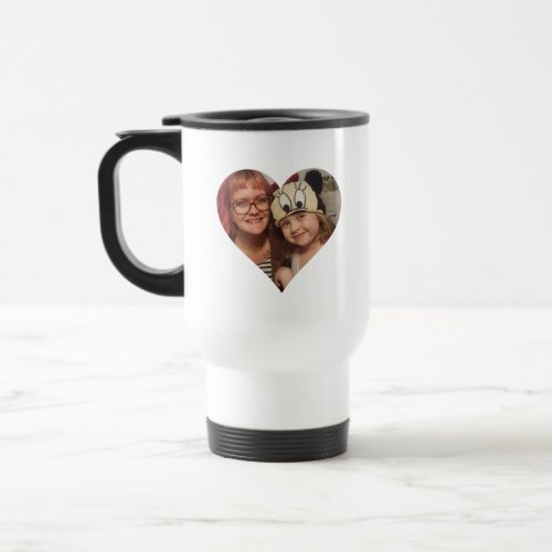 Personalized Heart Photo and Message for Mom Travel Mug