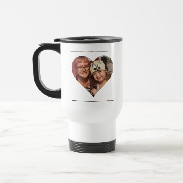 Personalized Heart Photo and Message for Mom Travel Mug (Left)