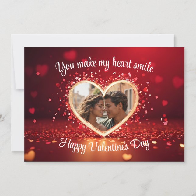 Personalized Heart Photo Frame Card (Front)