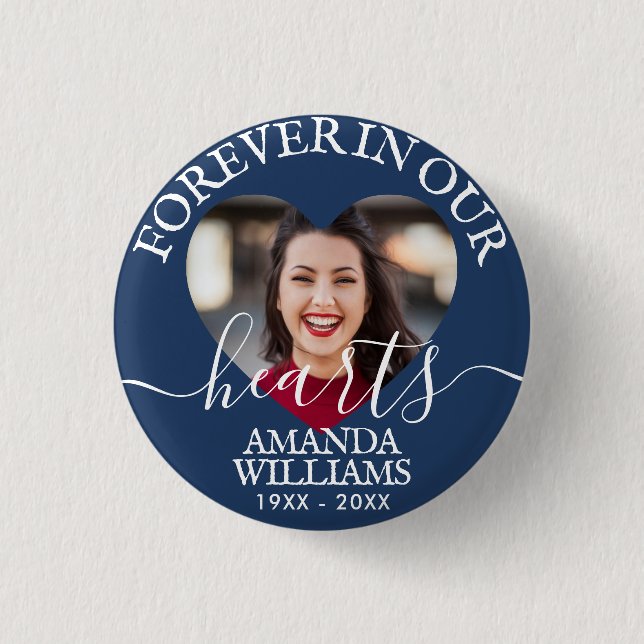 Personalized Heart Photo Memorial Button (Front)