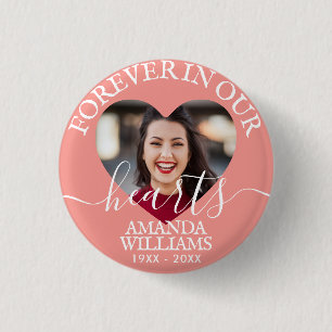 Personalized Heart Photo Memorial Button