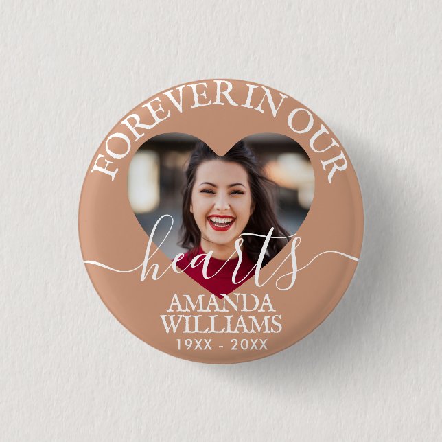 Personalized Heart Photo Memorial Button (Front)
