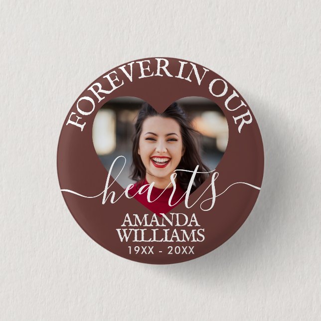 Personalized Heart Photo Memorial Button (Front)