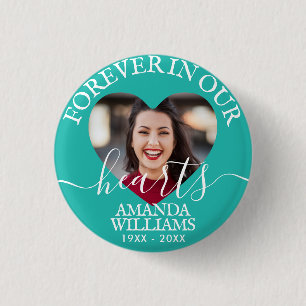 Personalized Heart Photo Memorial Button