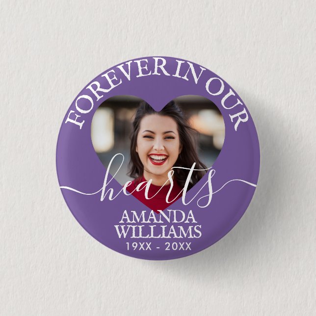 Personalized Heart Photo Memorial Button (Front)