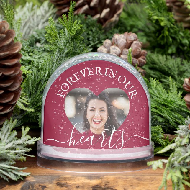 Personalized Heart Photo Memorial Script Snow Globe (Winter)