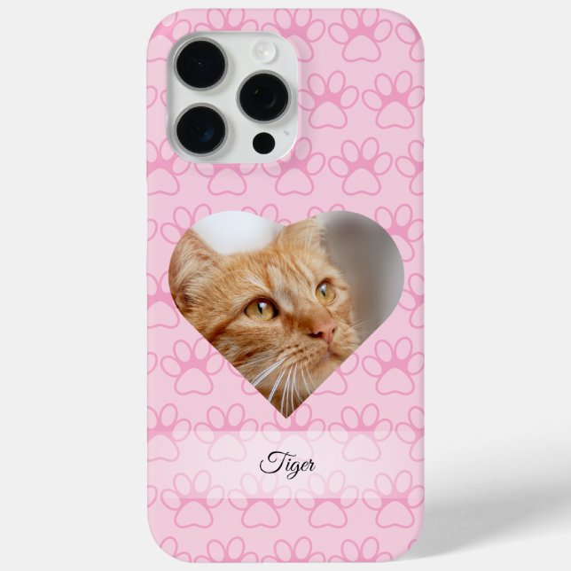 Personalized Heart Photo Paw Print Case-Mate iPhone Case (Back)