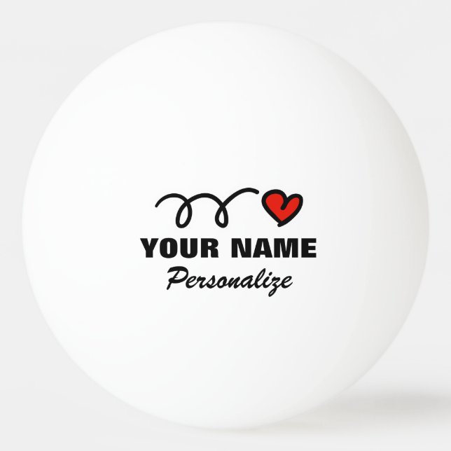 Personalized heart ping pong ball for table tennis (Front)