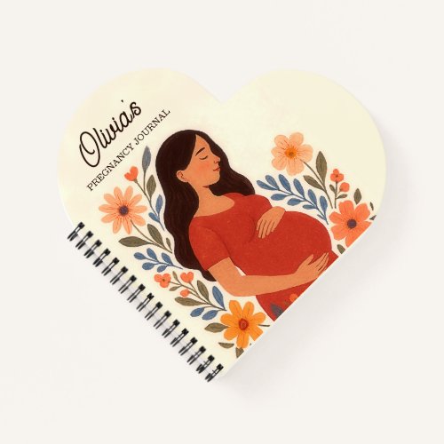 Personalized Heart Pregnancy Journal, Cozy Floral Notebook