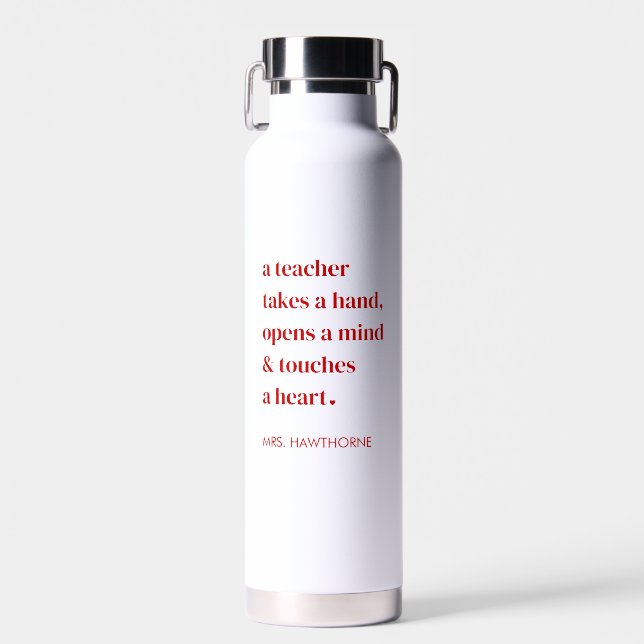Personalized Heart Quote for Teacher Water Bottle (Front)