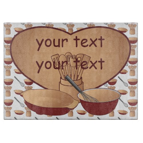 Personalized Heart Retro Kitchen Cooking Cutting Board