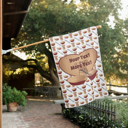 Personalized Heart Retro Kitchen Cooking House Flag