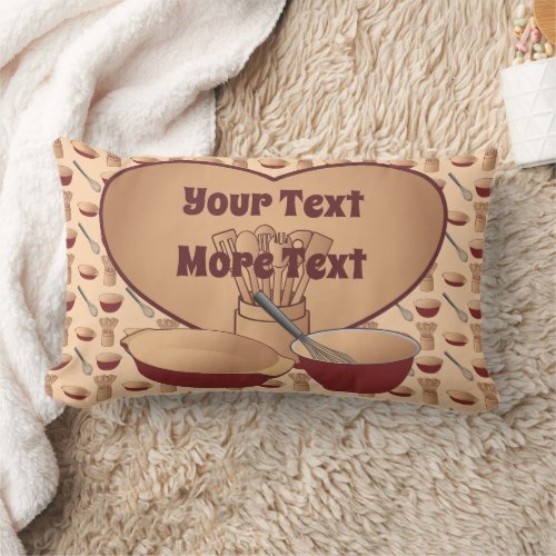 Personalized Heart Retro Kitchen Cooking Lumbar Pillow