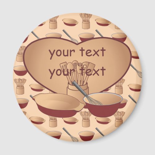 Personalized Heart Retro Kitchen Cooking Magnet