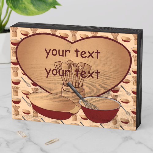 Personalized Heart Retro Kitchen Cooking Wooden Box Sign