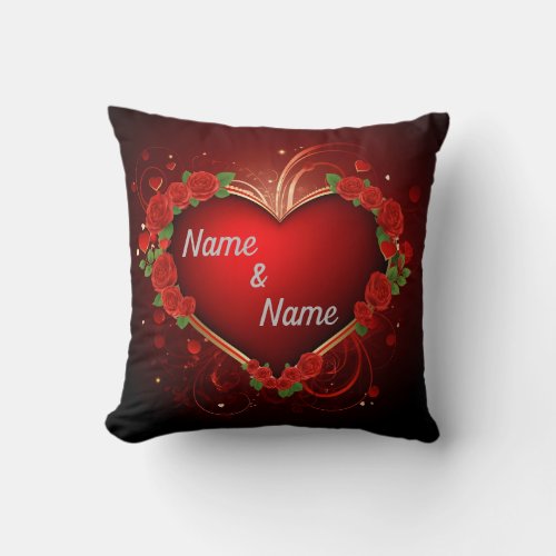 Personalized Heart Romance Throw Pillow