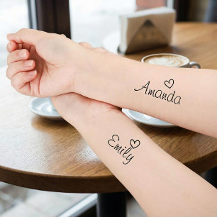 Personalized Heart Script Name Temporary Tattoos
