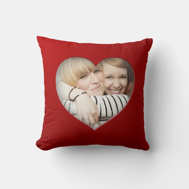 Personalized Heart Shaped Custom Photo Throw Pillow (Front)