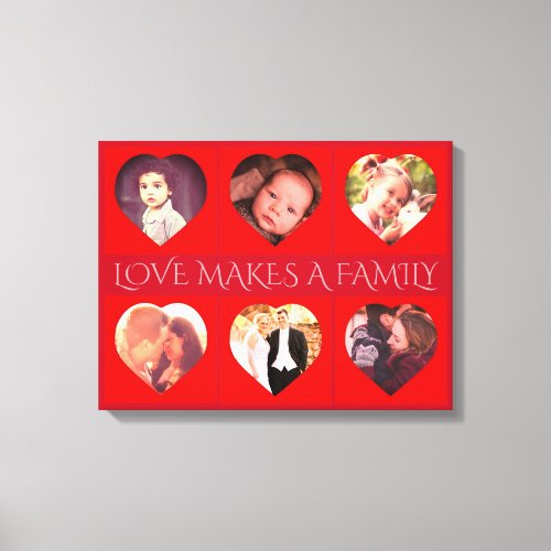 Personalized heart shaped family photo canvas print