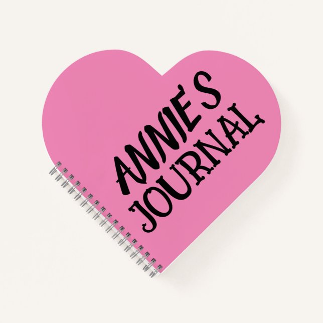  PERSONALIZED HEART SHAPED JOURNAL PINK NAME (Front)