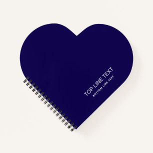 Personalized Heart Shaped Navy Notebook Custom Tex