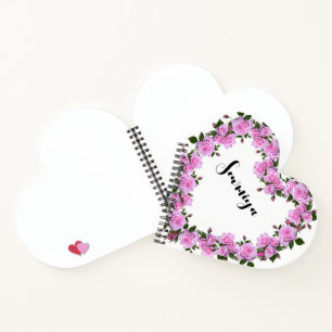 Personalized heart shaped notebook