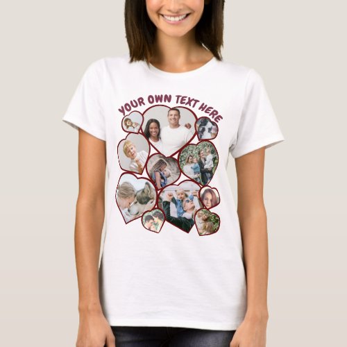 Personalized heart shaped photo collage T_Shirt
