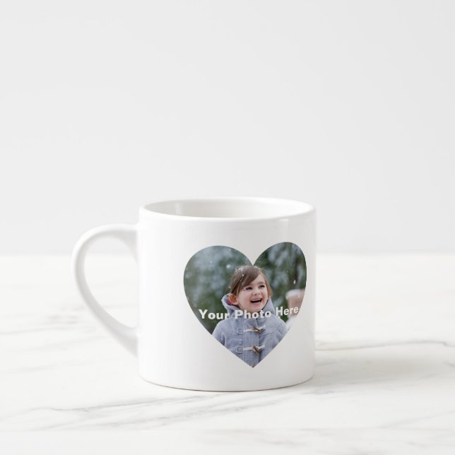 Personalized Heart-Shaped Photo Espresso Mug (Left)