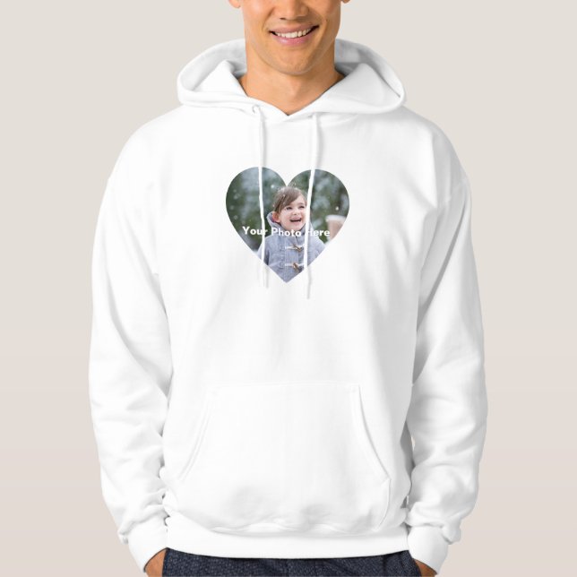 Personalized Heart-Shaped Photo Men's Hoodie (Front)