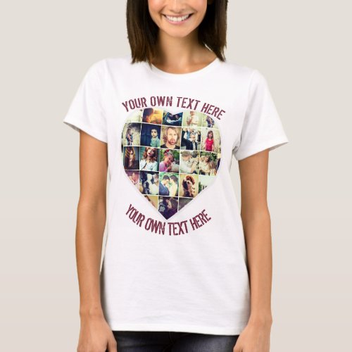 Personalized heart Shaped Photo mosaic template T_Shirt