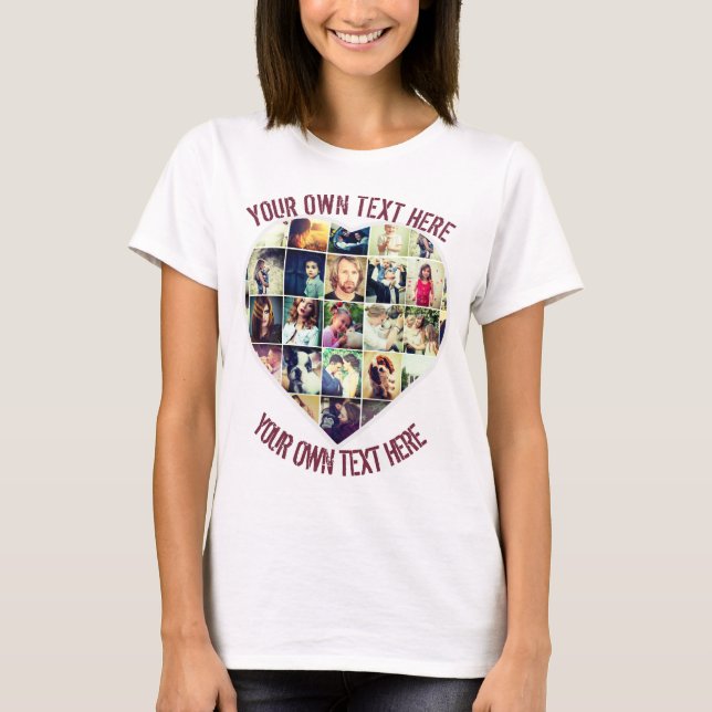 Personalized heart Shaped Photo mosaic template T-Shirt (Front)