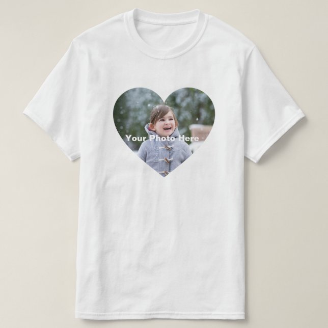 Personalized Heart-Shaped Photo T-Shirt (Design Front)