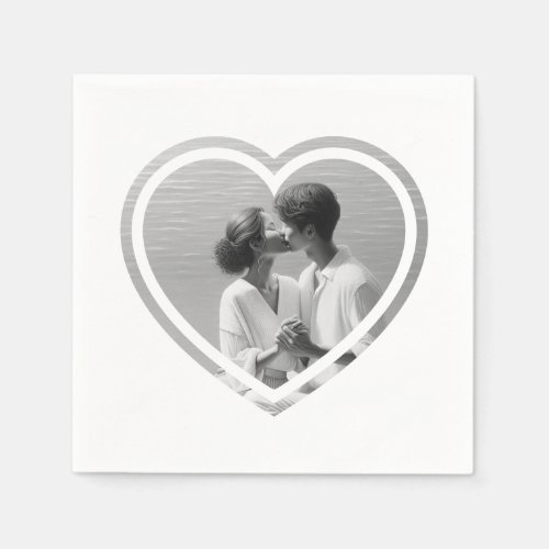 Personalized Heart Shaped  Photo Wedding  Napkins