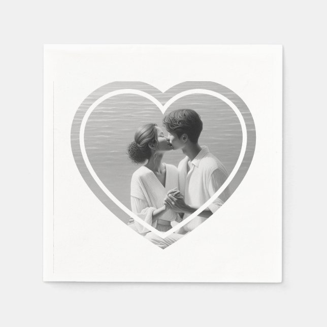 Personalized Heart Shaped  Photo Wedding  Napkins (Front)