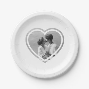 Personalized Heart Shaped Photo Wedding Paper Plates