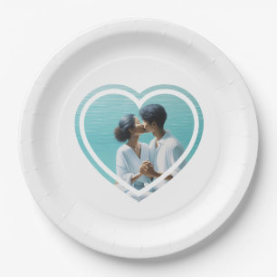 Personalized Heart Shaped Photo Wedding Paper Plates
