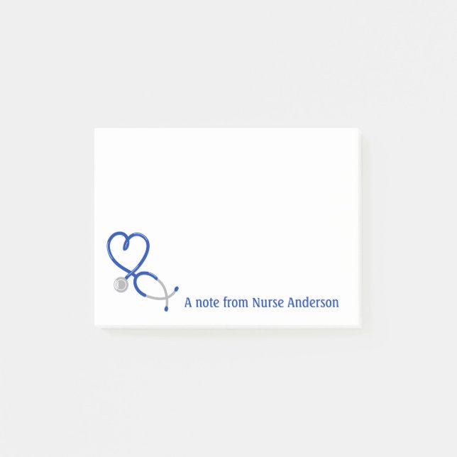 Personalized Heart Shaped Stethscope Nurse, Doctor Post-it Notes (Front)