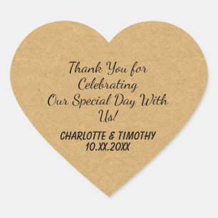 Personalized Heart Shaped Wedding Guest Favor Sticker