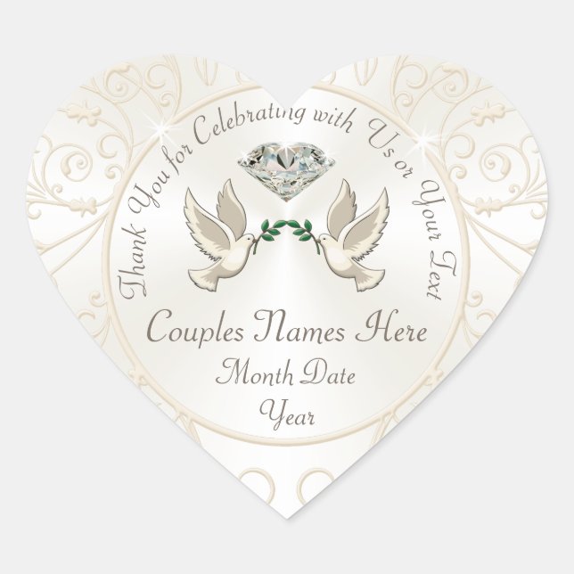 Personalized Heart Shaped Wedding Stickers, Love B Sticker (Front)