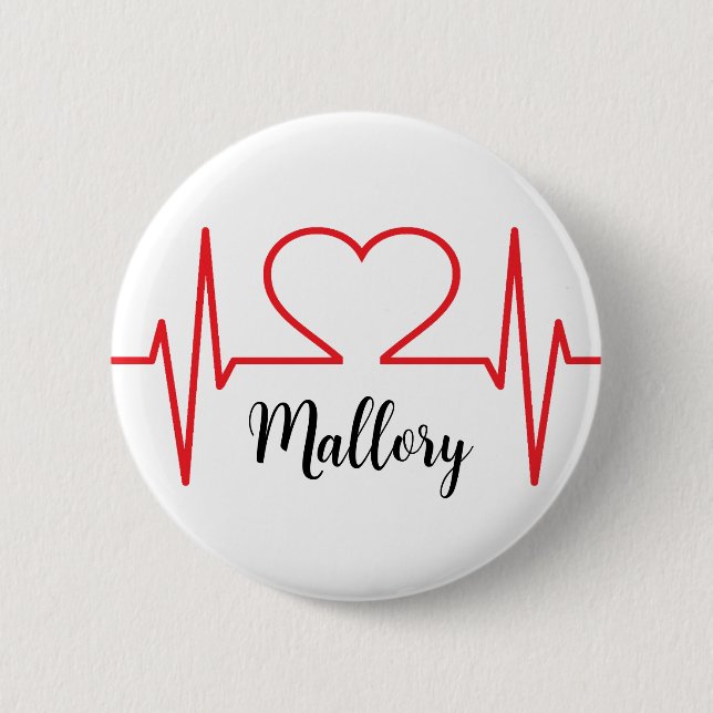 Personalized Heart Simple Medical Button (Front)
