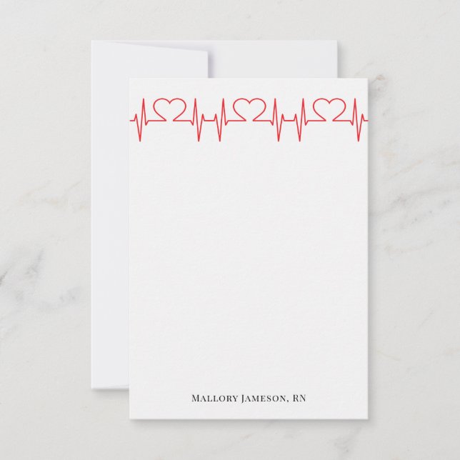 Personalized Heart Simple Medical Note Card (Front)
