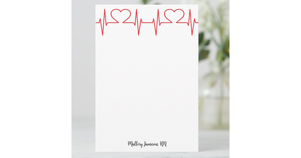 Red Heart Note Card Personalized Heart Simple Medical Note Card | Zazzle