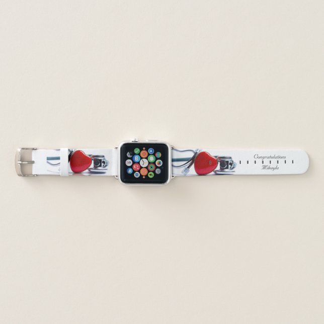Personalized Heart & Stethoscope Apple Watch Band (Front)