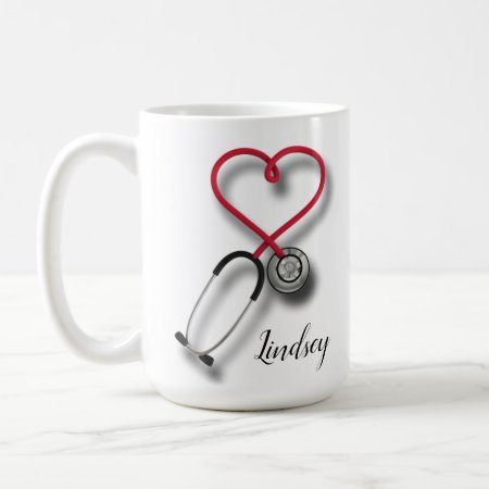 Personalized Heart Stethoscope Coffee Mug