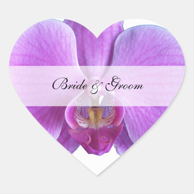 Personalized Heart Stickers Wedding  --  Orchid (Front)